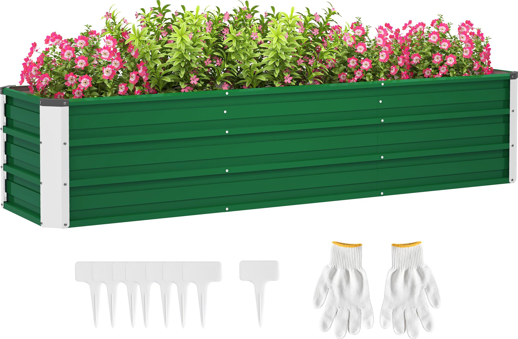 Avylet Stahl-Hochbeet. 3 separate Pflanzbereiche. offener Boden. einfacher Aufbau. 183 x 47 x 40cm. Gr¹n