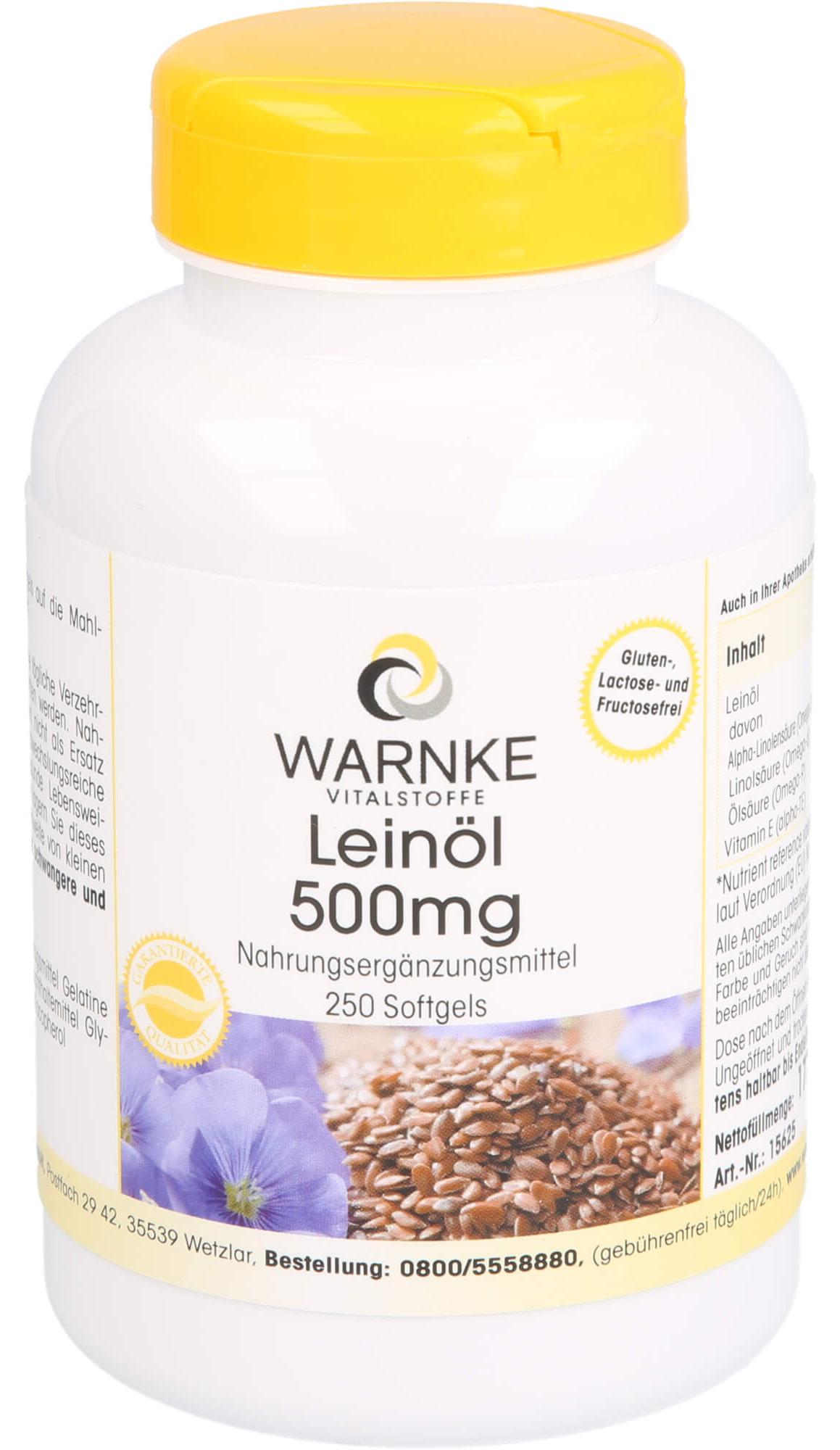 Warnke Vitalstoffe GmbH WARNKE Leinöl 500 mg Softgels, 250 St. Kapseln 03052486