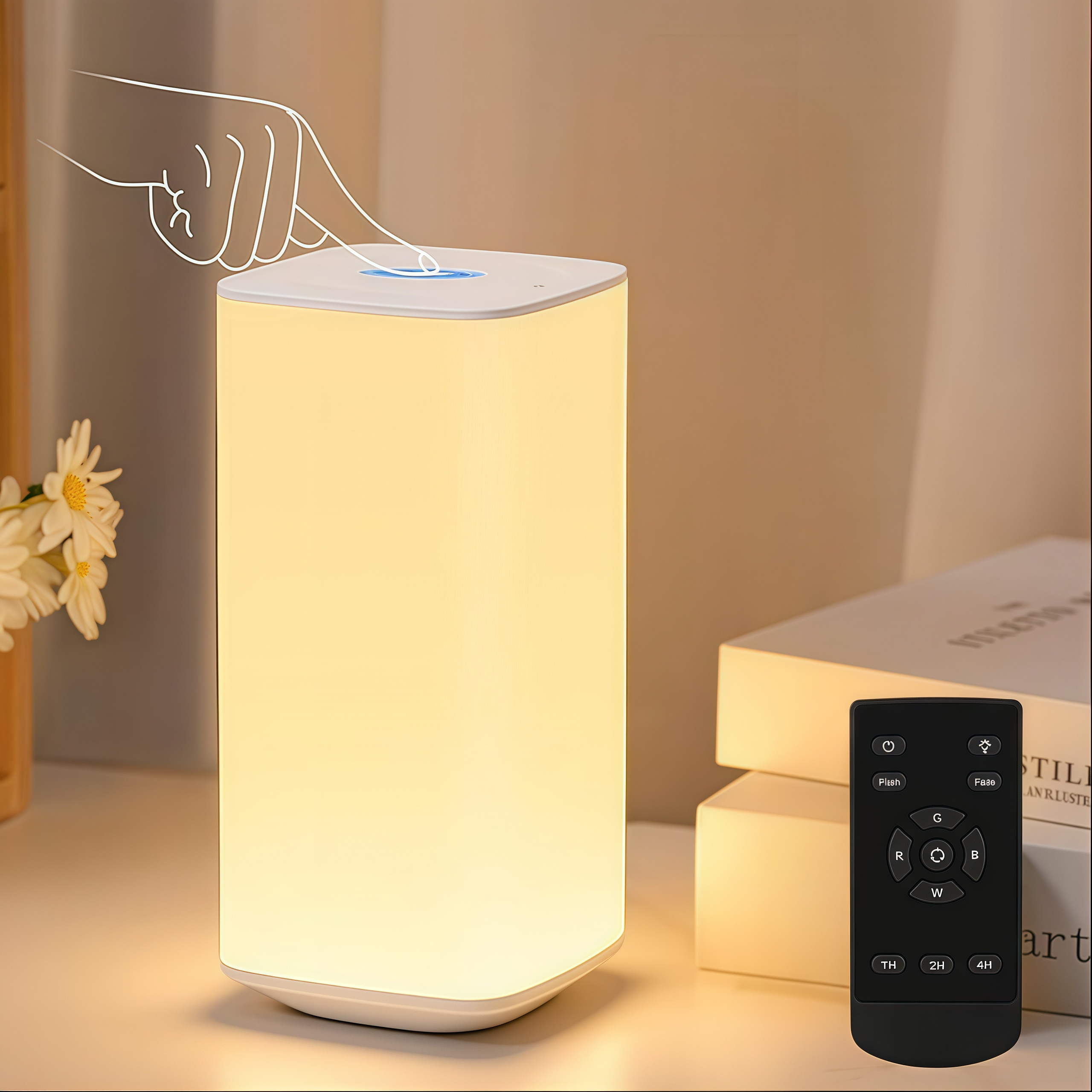 Lamon Nachttischlampe, Touch-dimmbar, intelligente Fernbedienungsanpassung, USB-Aufladung, 16 RGB-Farbumgebungslichter, stufenlose Helligkeitsanpassun