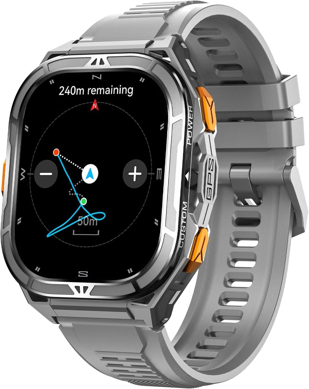 GPS Smartwatch, Bluetooth, veľký ciferník, náramkové hodinky pre mužov a ženy, s volaním, športom, krokomerom, vodotesné, 3 ATM, viacero aktivít