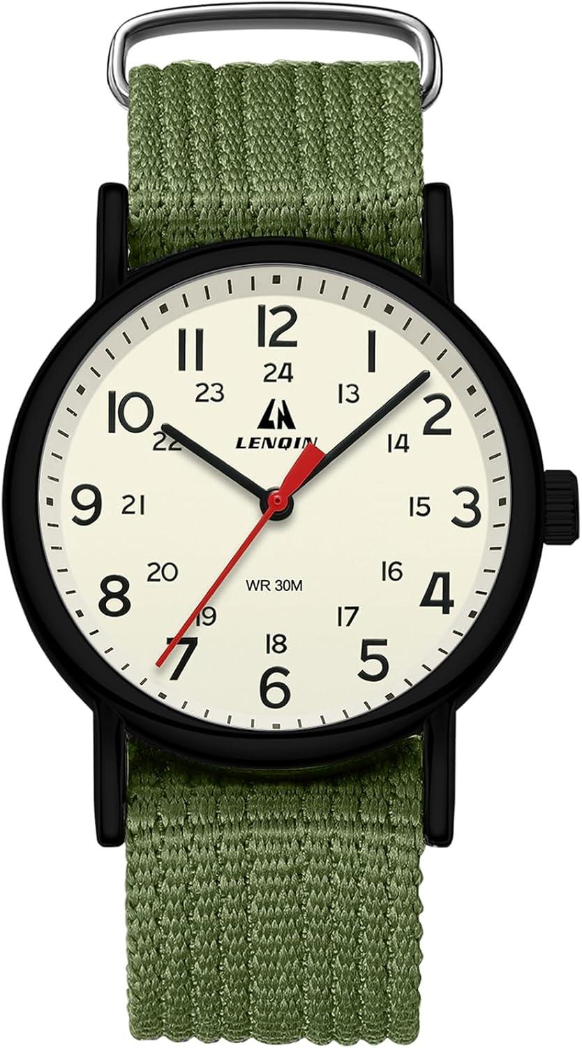 LN LENQIN Herrenuhren Militär Uhren Analog Quarz Uhren Armee Uhren Herren Wasserdicht Armbanduhren Sportuhr mit Nylonband