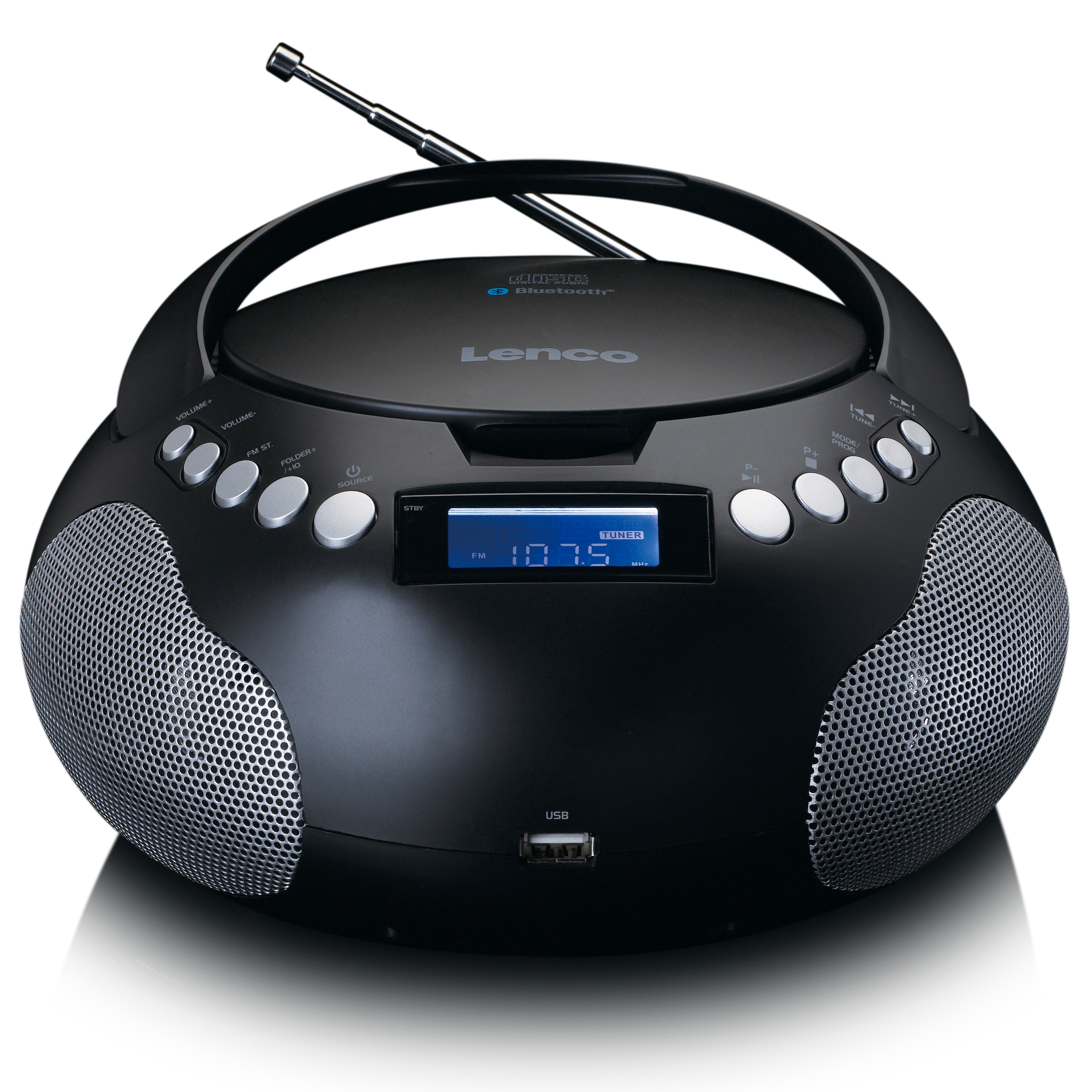 Lenco SCD-331BK - Tragbares FM-Radio Bluetooth® CD/MP3-Player - - USB-Eingang mit