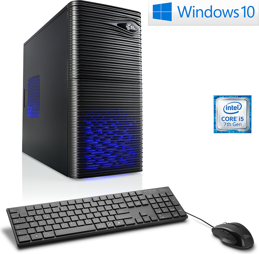 CSL Multimedia PC Intel Core i5-7500 3800 MHz, Intel HD 630, 8 GB DDR4 RAM, 1 TB HDD, Windows 10 Home, WLAN, USB 3.1 | Speed R70120
