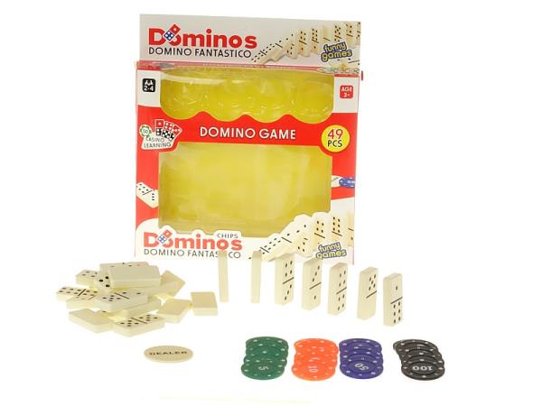 ADAR Domino Spiel mit 49 Dominosteinen für 2-4 Spieler ab 3 Jahren, 25 x 22.5 x 3 cm