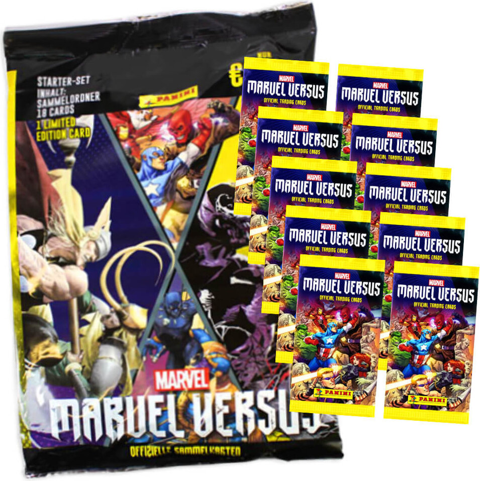 Panini Marvel Versus Cards - Sammelkarten (2022) - 1 Starter + 10 Booster Sammelkarten