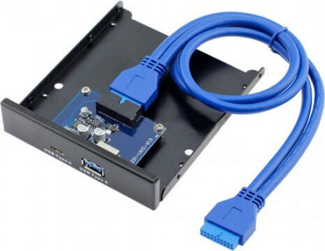 SYSTEM-S Front Panel USB 3.0 Type-A & USB 3.1 Typ-C Dual Port für 3,5 Zoll Laufwerke