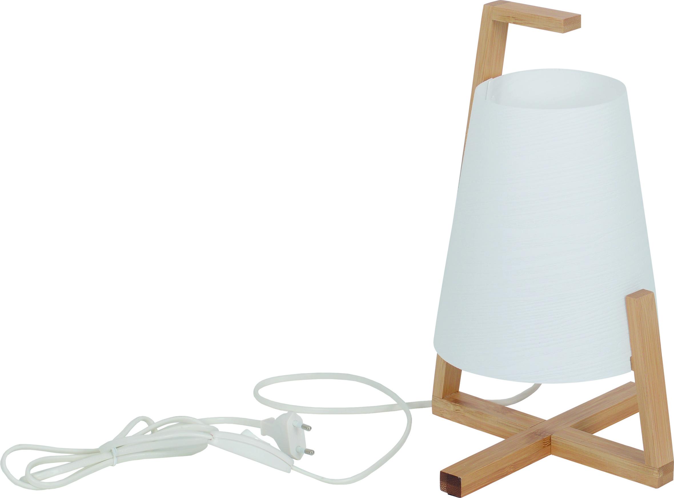 Näve Leuchten Bambus Tischleuchte "SHOJI" H: 31,5cm weiß/natur Bambus Tischleuchte "SHOJI" H: 31,5cm weiß/natur Tischleuchten - Bambus Tischleuchte "SHOJI" H: 31,5cm weiß/natur, Tischlampe im Asia Style, aus Kunststoff in weiß, 31,5 cm hoch, Ø 21 cm, E14-Fassung – Schnurschalter