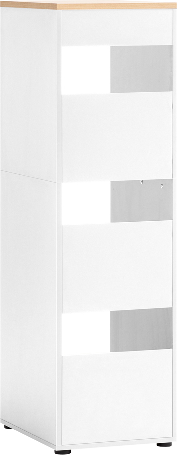 Lomadox Wäscheschrank Hauswirtschaftsraum in weiß matt mit Eiche STOBY-80 702005