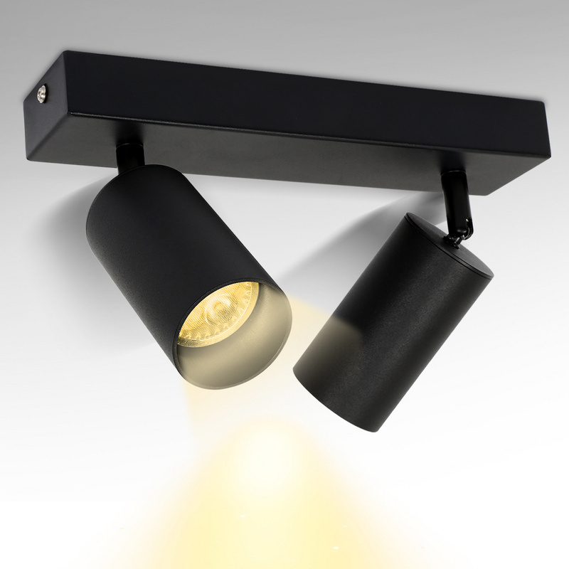 Jopassy LED Spotleuchte schwenkbar Wandleuchte Deckenleuchte für Wohnzimmer, Küche, Esszimmer Einzelkopfstrahler 2x GU10 Fassung RL-HG7375-1-OTm