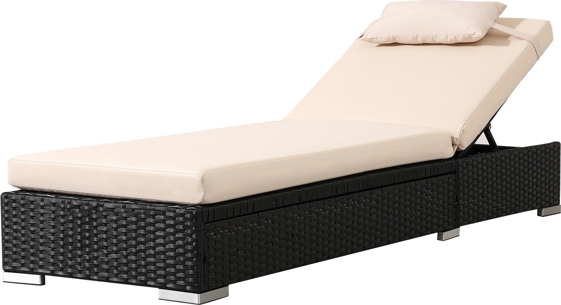 AREBOS ratanové ležadlo lounge set záhradné ležadlo relax ležadlo čierne