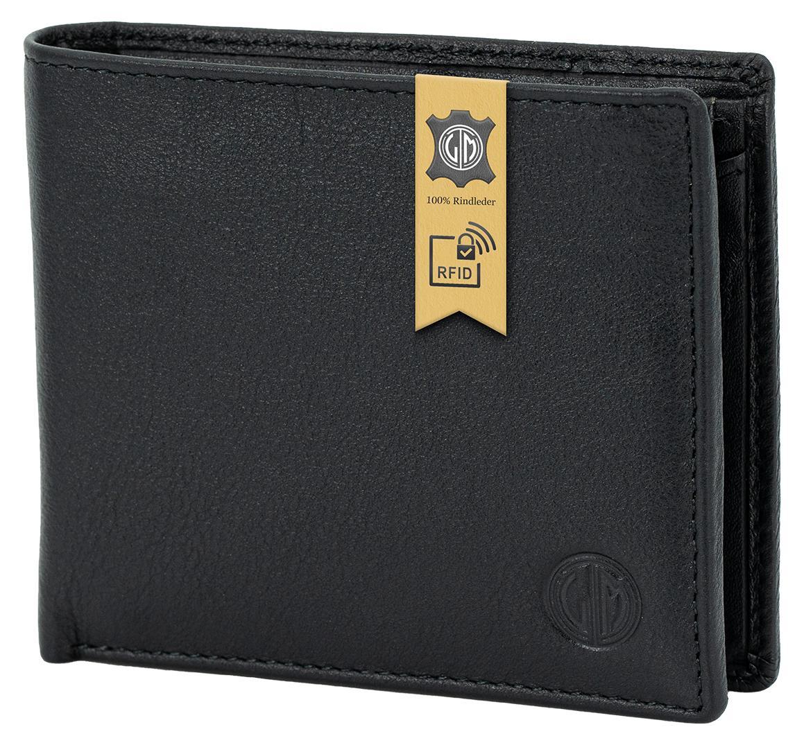 LINDENMANN Geldbörse Herren Portemonnaie Leder schwarz KLW-LIN-6090014-010