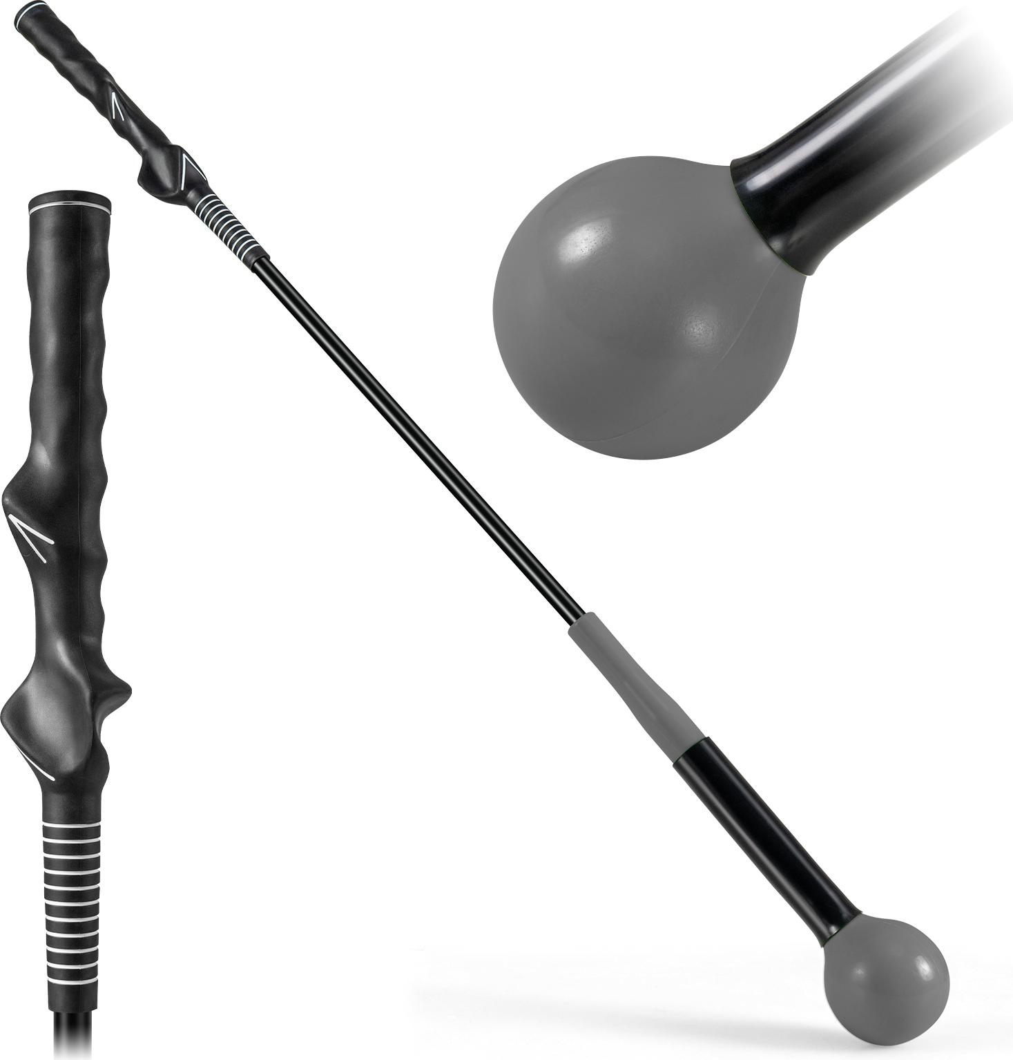 COSTWAY Golf Swing Trainer, 80 cm Golf Trainingshilfe mit Gewichtskopf, Golf-Schwungtrainer, Indoor & Outdoor, Golfschwungtrainer-Hilfe, Grau