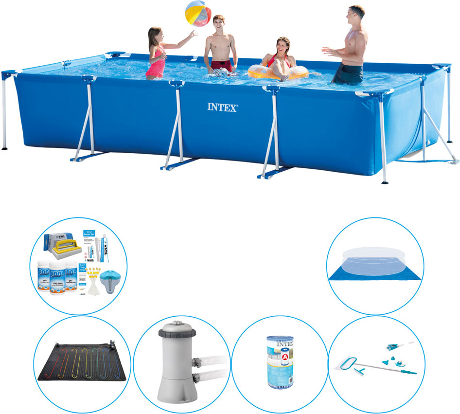 Intex Rámový bazén Rechteckig 450x220x84 cm - 7-členný - Bazénová súprava