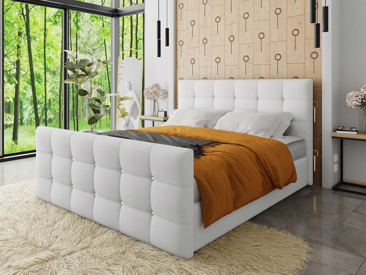 Americká manželská posteľ 160x200 TORNIO - biela  + topper ZDARMA