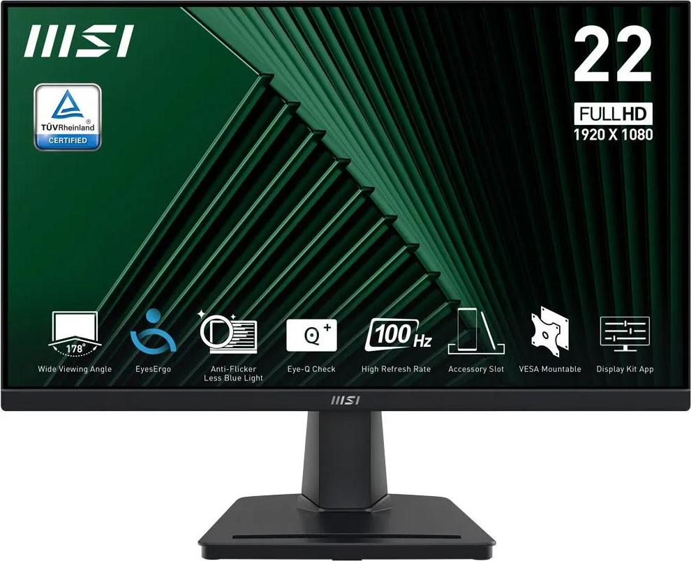 MSI Pro MP225V, 54,5 cm (21.4"), 1920 x 1080 px, Full HD, LCD, 4 ms, Čierna