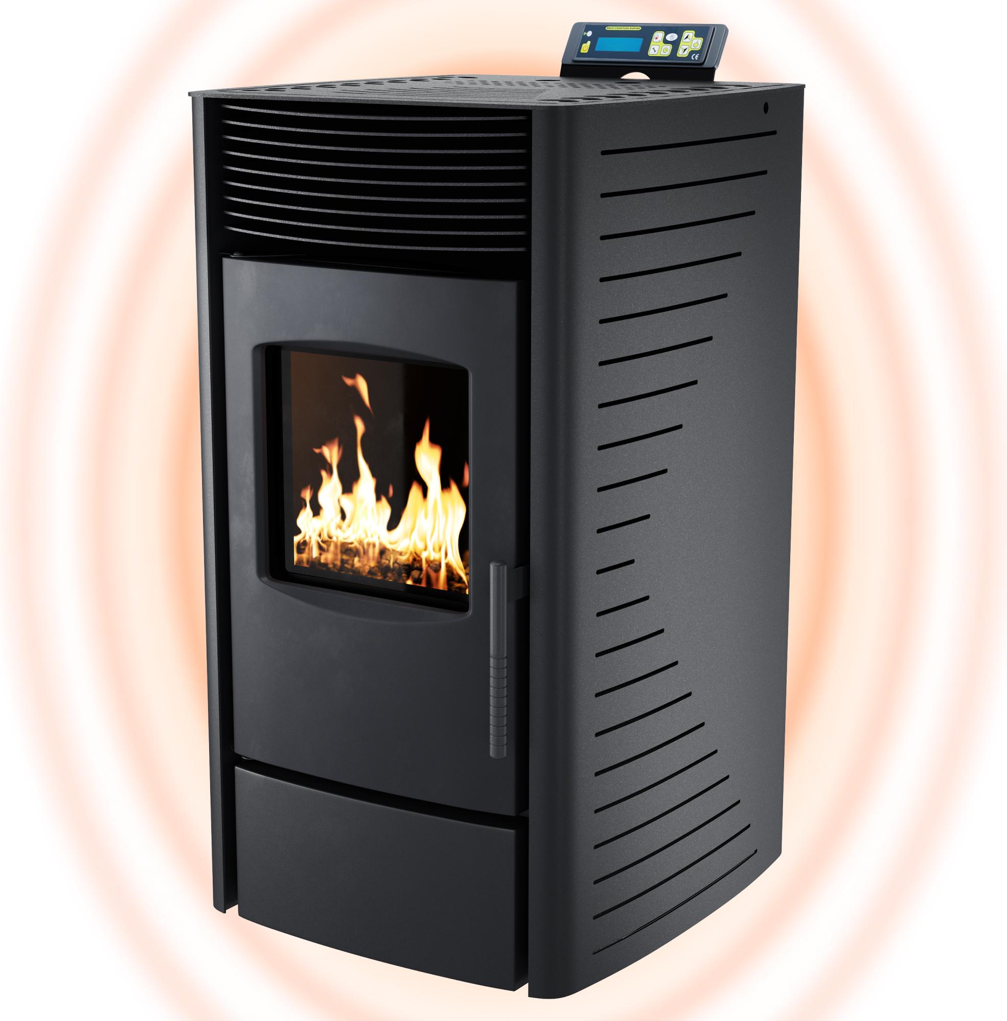 UMBRELLA® P9 Pelletofen 11 kW A+ bis 220 m³ – Auto-Reinigungszyklus, ECO-Modus, Wochenprogramm & mechanische Reinigungsunterstützung – Schwarz