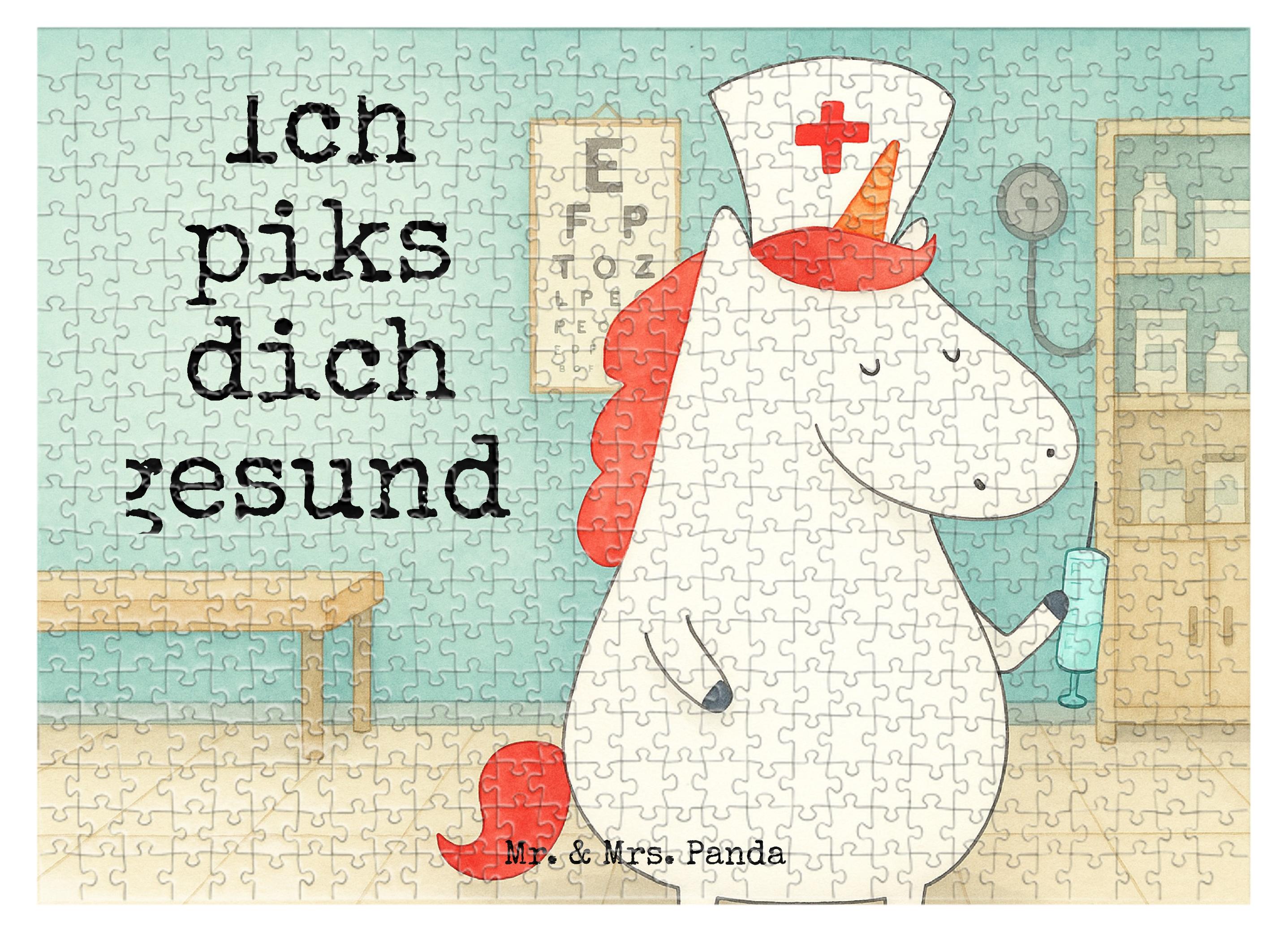 Mr. & Mrs. Panda Puzzle Einhorn Krankenschwester Design 551 Teile - Weiß - Geschenk, Krankenpflegerin, Legespiel, 1000, 2000, 1500, Unicorn, Krankenpfleger, Ärztin, 500 PD-1910910-STANDARD
