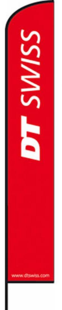 DT Swiss Beach Flag 235 cm Rot - auffällige Werbefahne mit stabilem Metallsta...