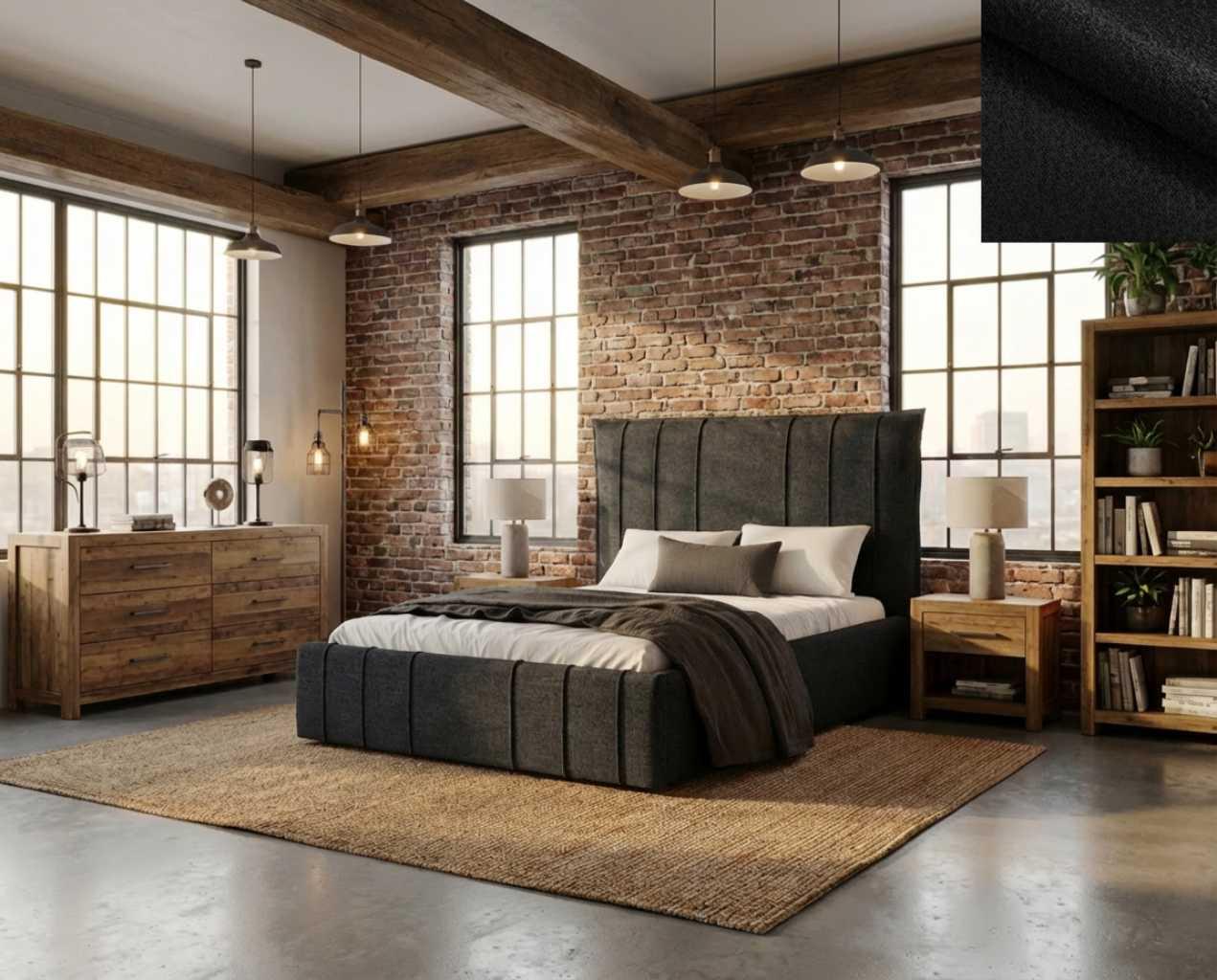 Polsterbett SANTI Nordelo LEGEND 9 Black, 180×200 cm, Bettkasten, Metall-Lattenrost POLB-SANTI-LEGD-95–180