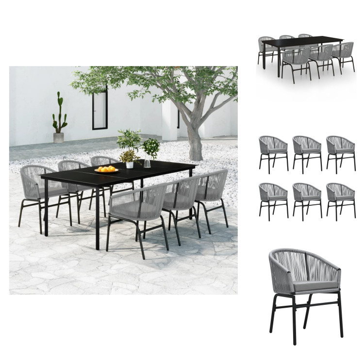 vidaXL 7-dielny záhradný jedálenský set sivý - Záhradné nábytkové zostavy