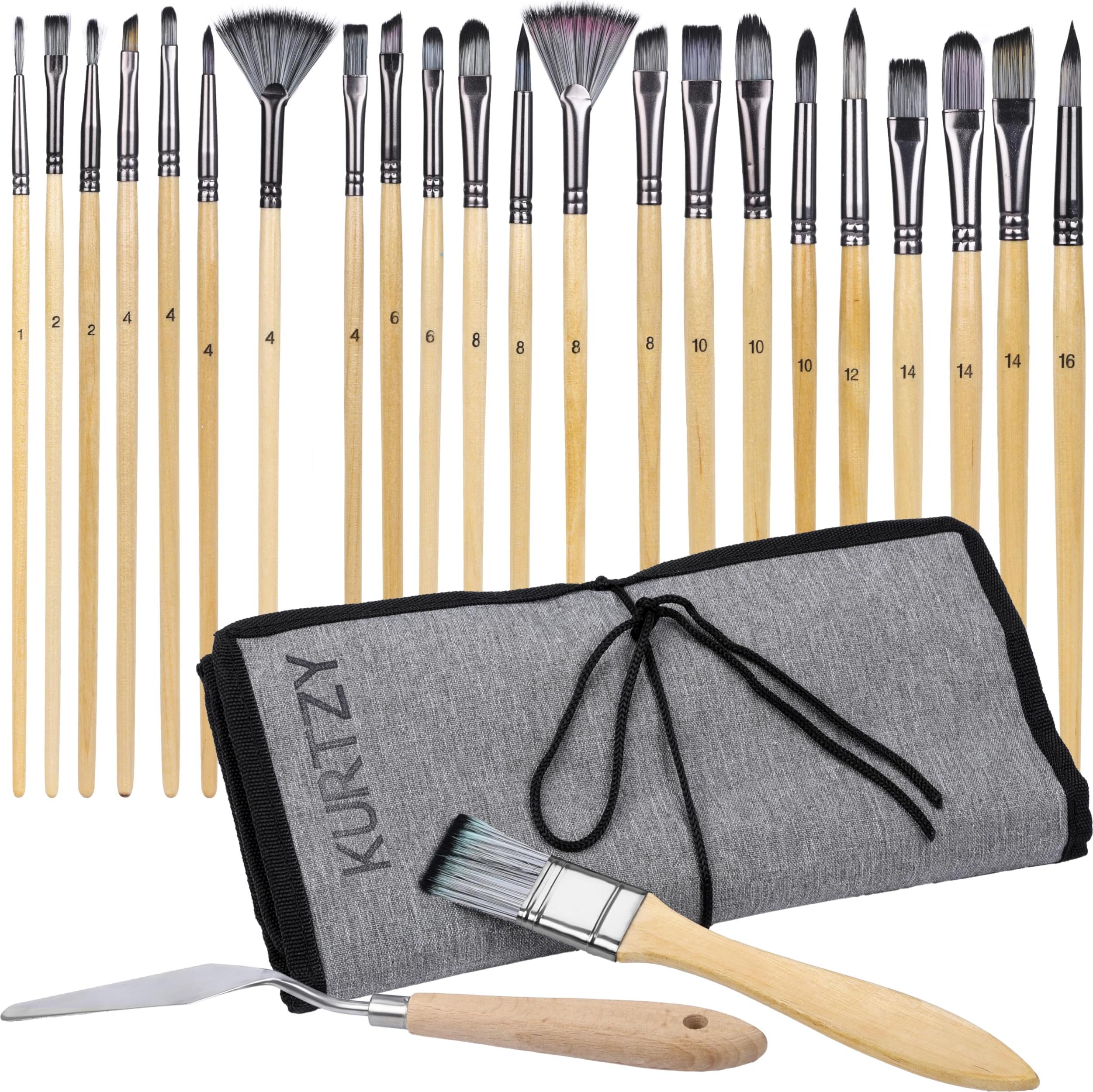 Kurtzy 24-teiliges Aquarell Pinsel Set - Professionelle Malpinsel Für Künstler & Hobby