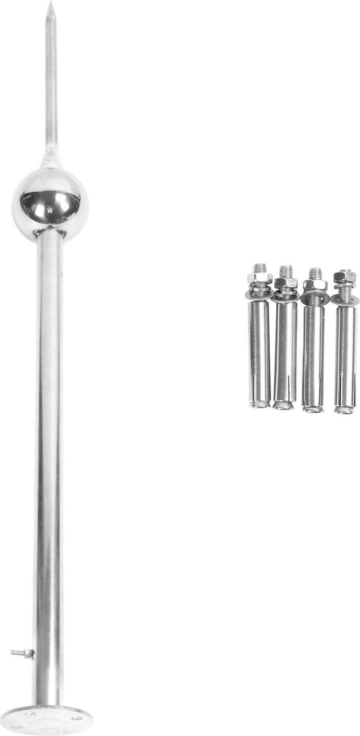 TWO TREES Blitzableiterstange aus Edelstahl, Einzelkugel-Blitzableiterstab, 3-poliger Erdspieß, Blitzschutzvorrichtung für Hausdächer, 1 Meter