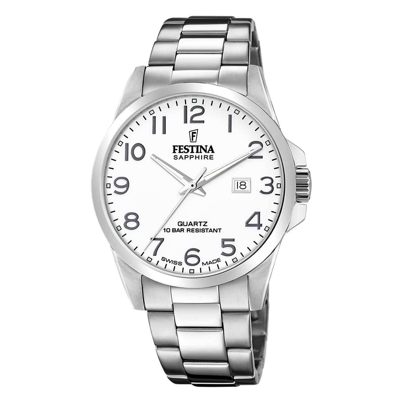 Festina F20024/1 Pánske hodinky Swiss Made analógový quartz z nerezovej ocele náramok