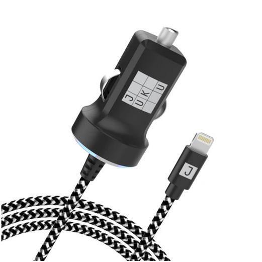 JUKU Lightning nabíjačka do auta 12W 2.4A čierna - MFI - auto auto nákladné Womo rýchlonabíjačka nabíjací kábel