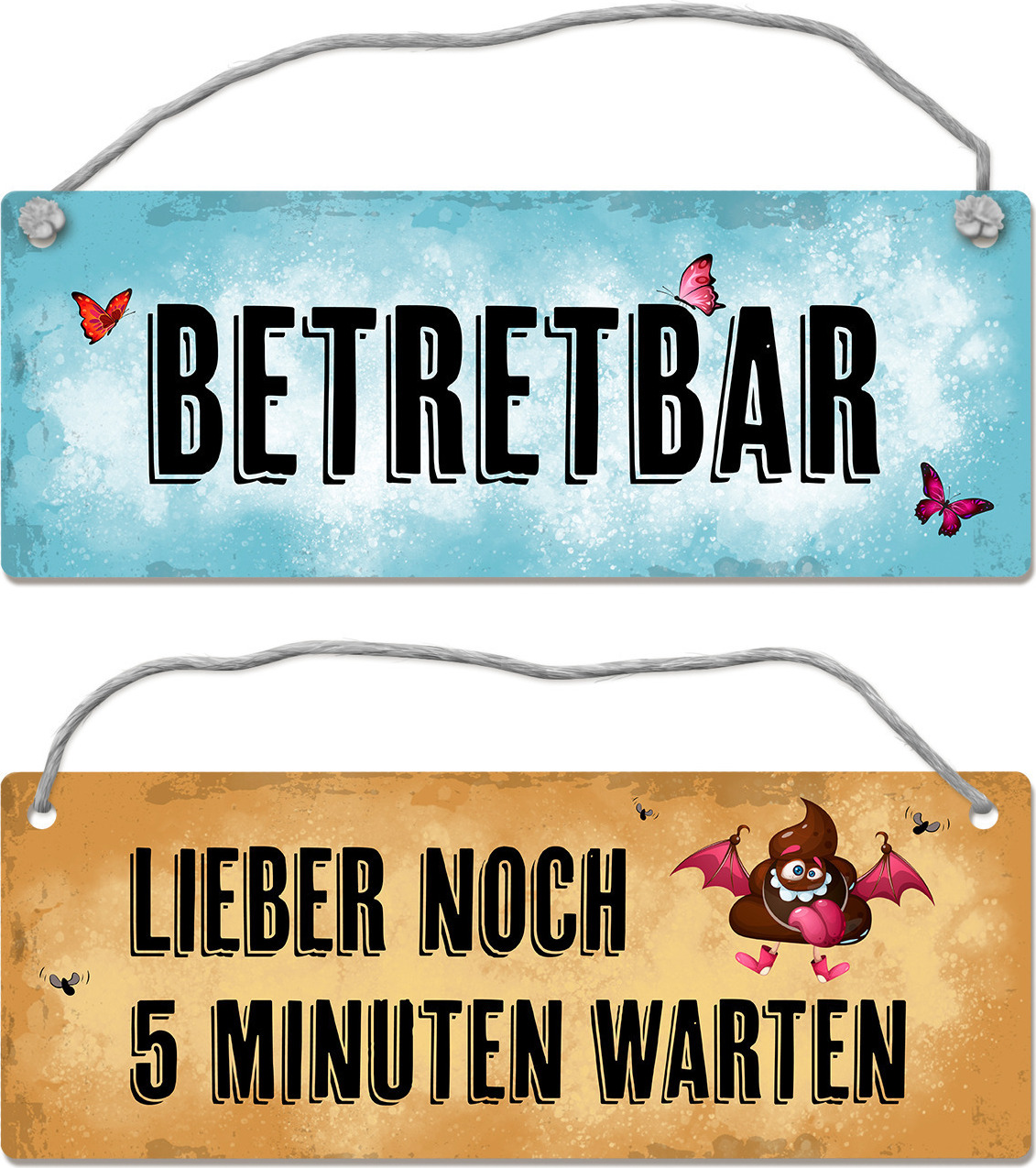 speecheese Lieber noch 5 Minuten warten - Betretbar Wendeschild mit Kordel Schild Dangler
