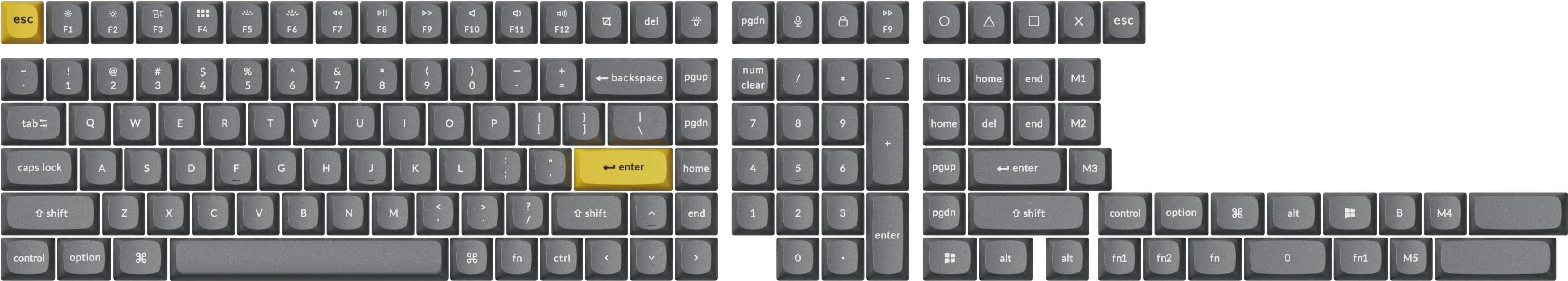 Keychron Tastenkappen Set für Mechanische Tastatur US ANSI, Double Shot PBT OSA Full Set Keycaps Set, Dunkelgrau