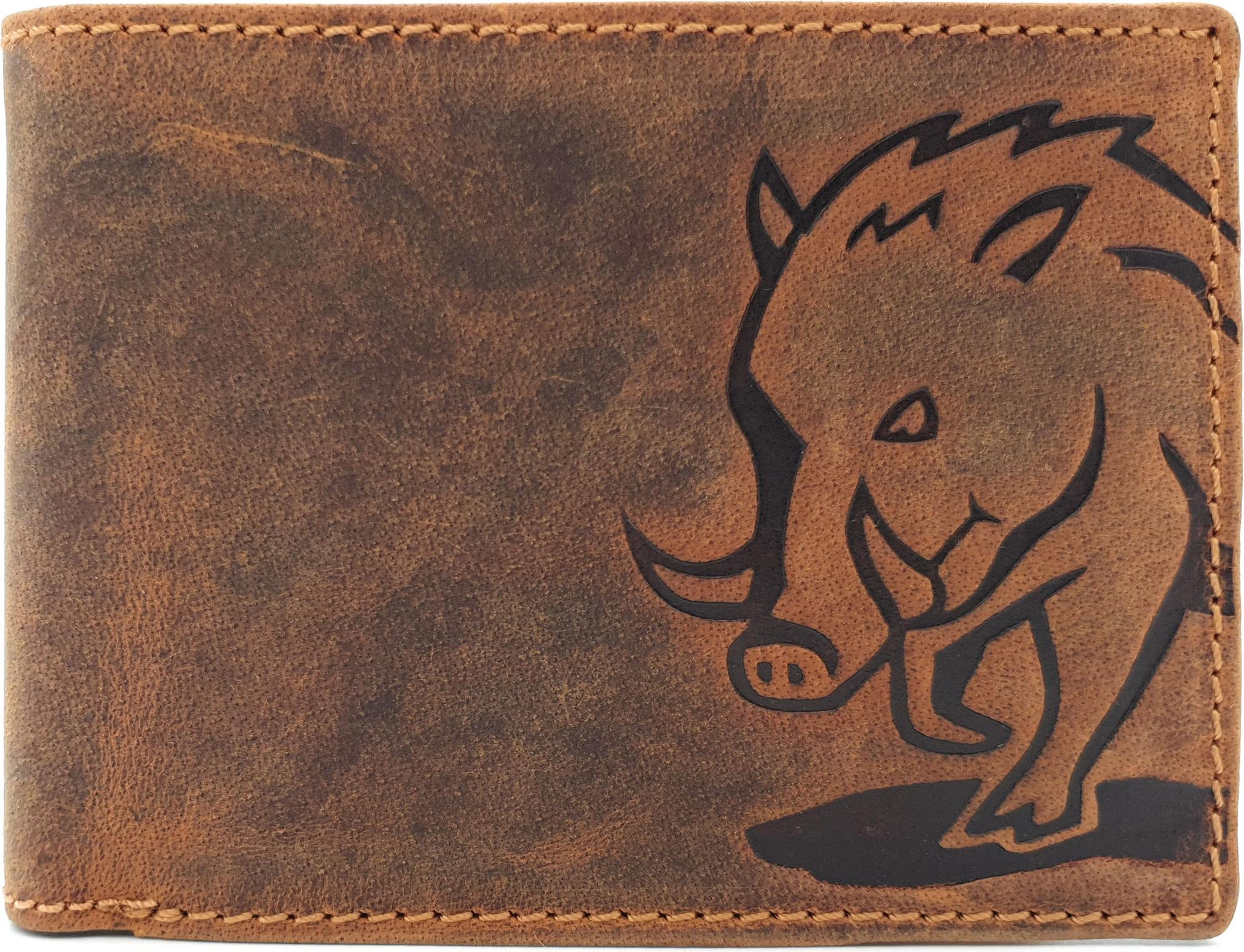 Jockey Club echt Leder Portemonnaie Geldbörse Geldbeutel Wildsau Eber Keiler