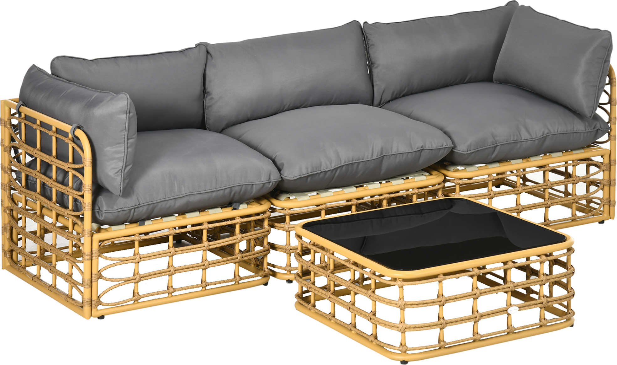 Outsunny 4-dielna súprava záhradného ratanového nábytku s vankúšmi na sedenie na záhradnú terasu