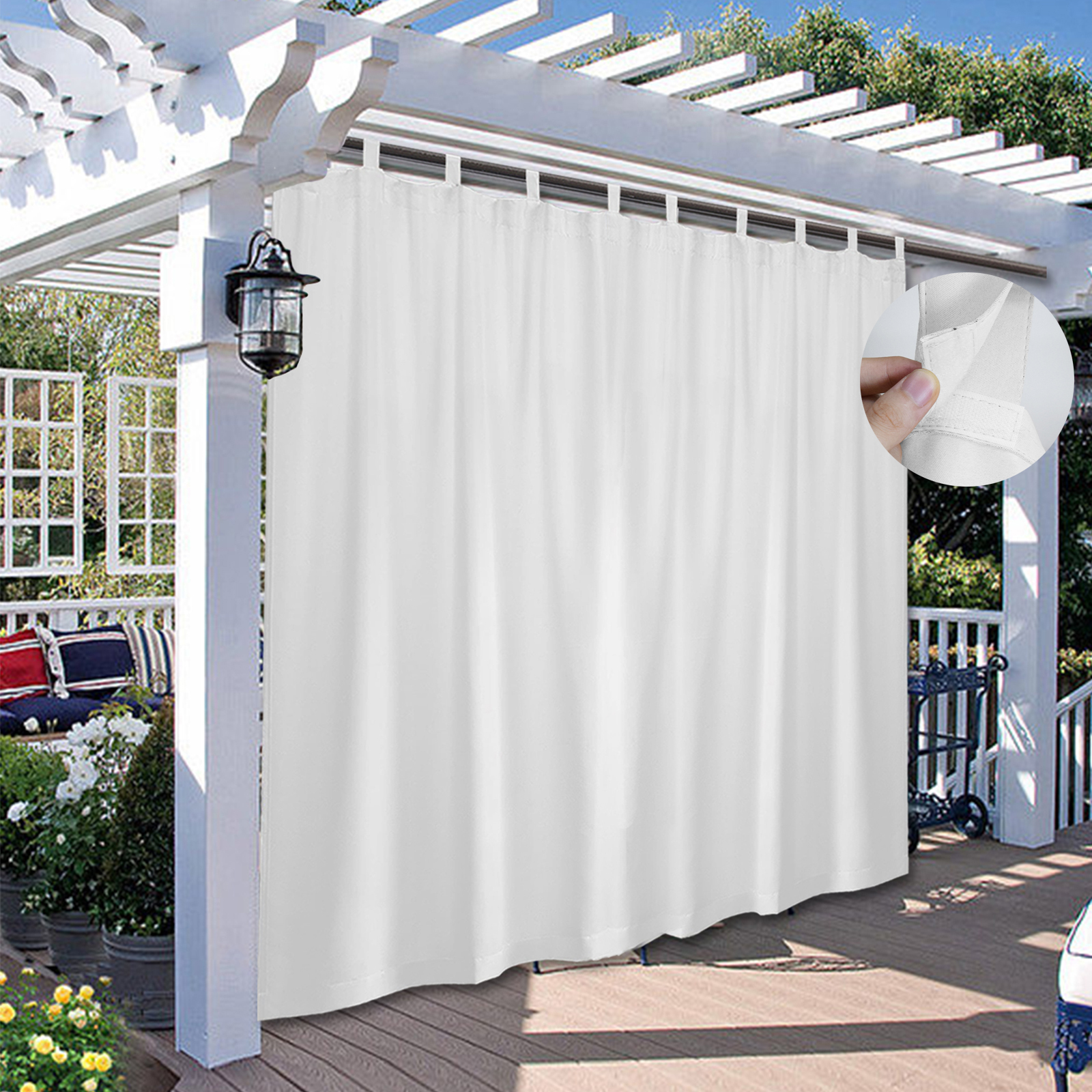 ELEOPTION Outdoor Vorhang Wasserdicht - Grauer Balkonvorhang Mit UV-Schutz