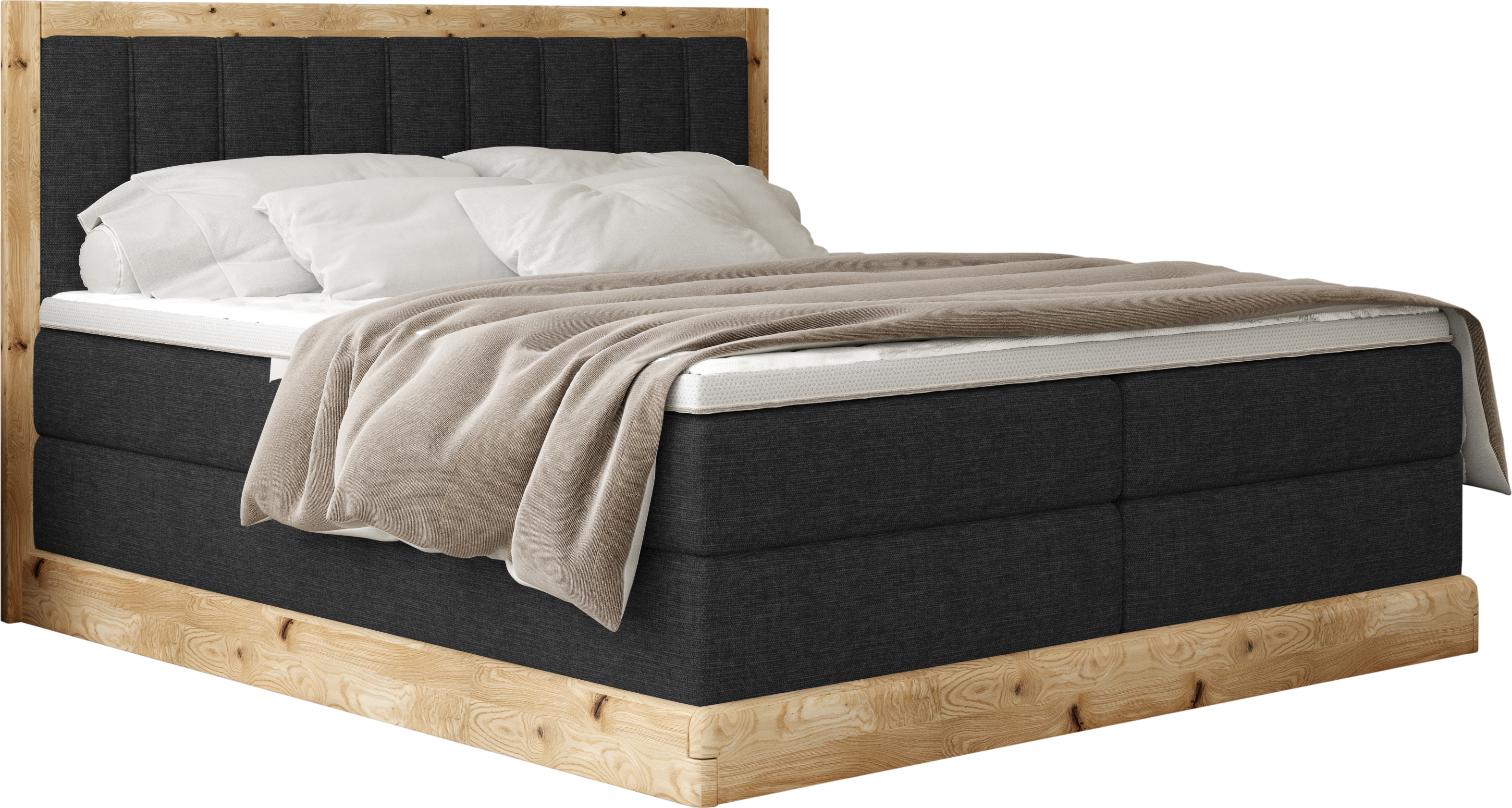 Schlafzimmer Bett Komfortables ALMA Kontinentalbett - Gepolstertes Bett Mit 152 cm Länge, Hochwertigen Matratzen Und Stilvollen Materialien 140x200 cm Schwarz