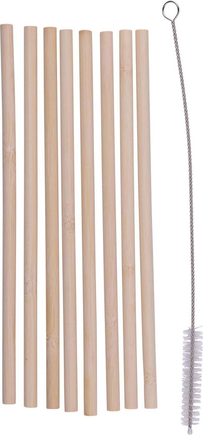 NoBrand 9 Stk. Bambus Strohhalme wiederverwendbar Ø0,6 x 20 cm mit Reinigungsbürste
