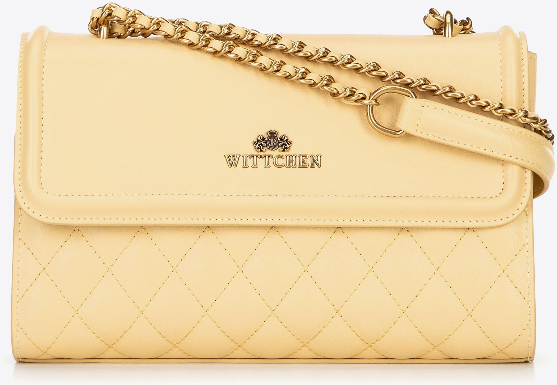 Wittchen Damen-Umhängetasche aus Naturleder mit Steppung, gelb, Naturleder