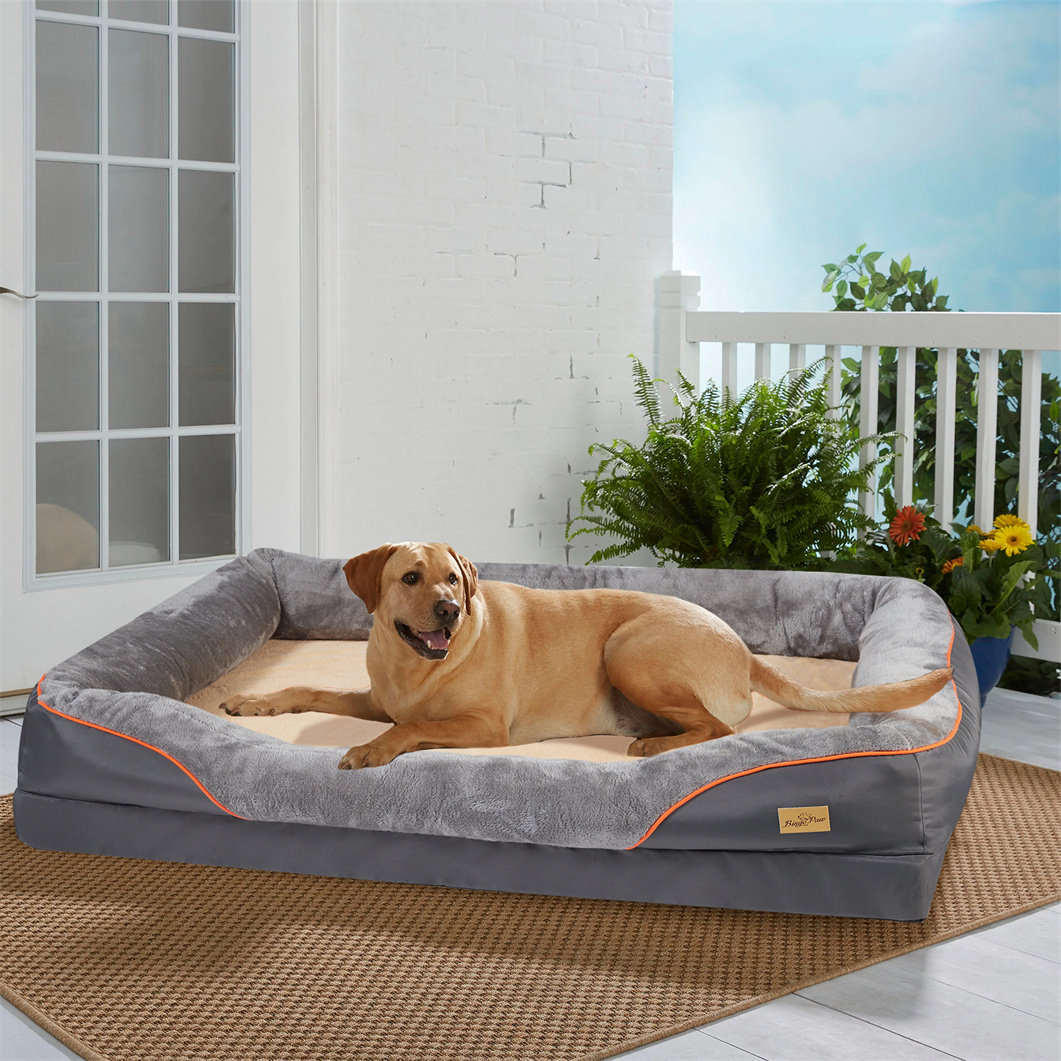 Petnovo Orthopädisches Hundebett – Wasserdichte, Rutschfeste Matte Mit Abnehmbarem Bezug, Größe M (ca. 76x51 Cm), Hellgrau – Perfekt Für Hundebox, Auto & Wohnung