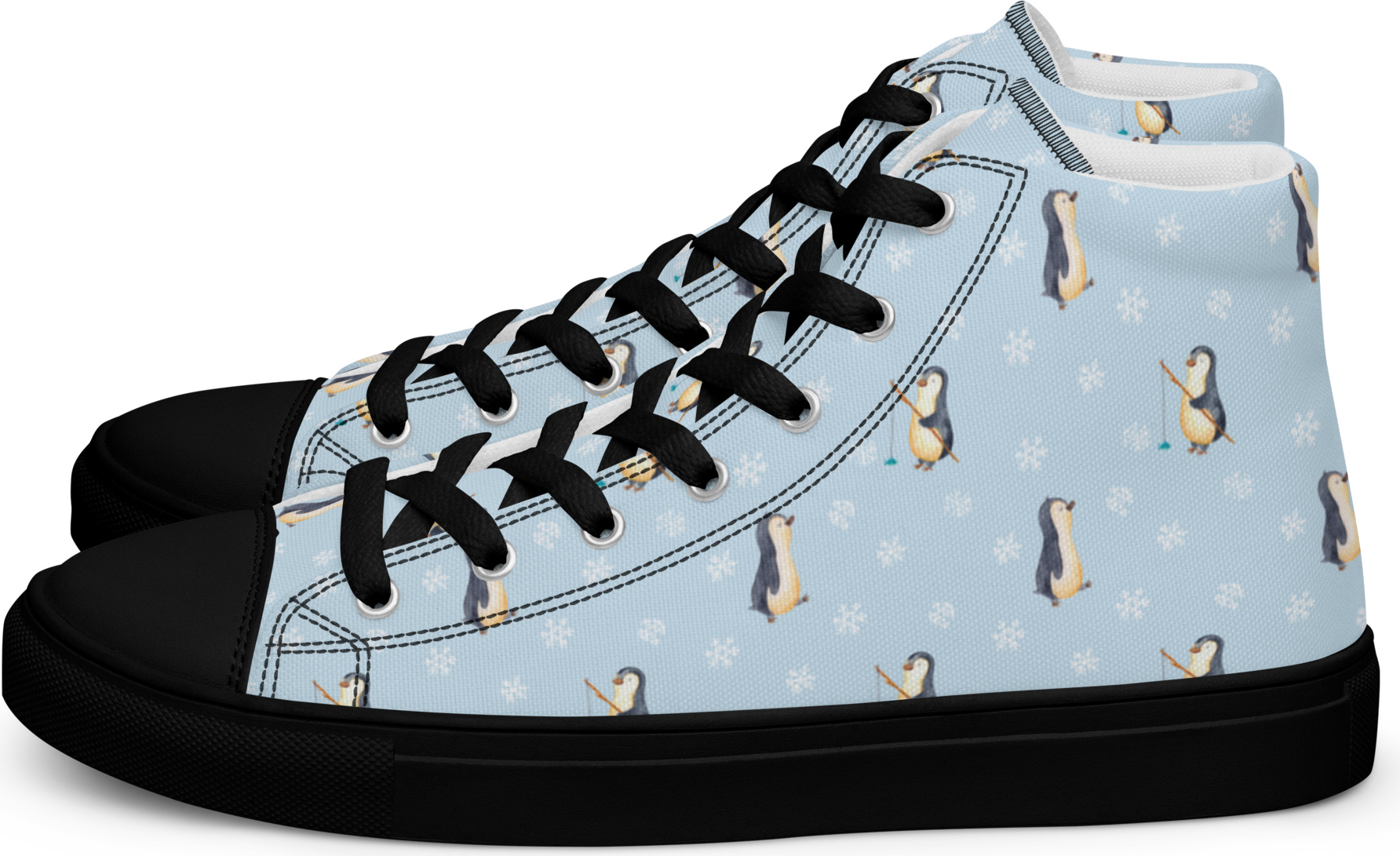 Mr. & Mrs. Panda Damen Sneaker Black Edition Pinguin marschieren Größe 40 1/2 - Blau - Geschenk, Schwarz, Spazieren, Schwarze, Bruder, Sneakers für, Familie, Stolz PD-1633631-STANDARD