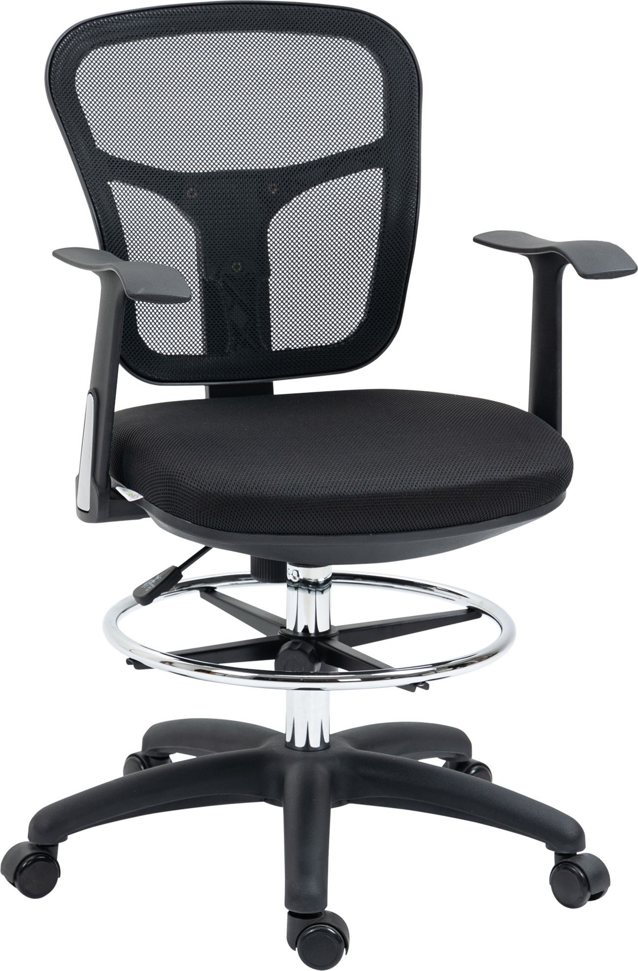 Kancelárska stolička Vinsetto, ergonomická kresliaca stolička, 95-115 cm, počítačová stolička s podrúčkou, kancelárska stolička s podnožkou, otočná stolička do kancelárie, obývačky, sieťovina, čierna