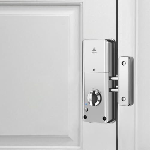 RANRAO Tuya Smart Invisible Türschloss Holztüren - Schlüsselerzugriff über App/Karte, Bohrerfreiheit, Innensicherheit (Schwarz/Silber, ABS)