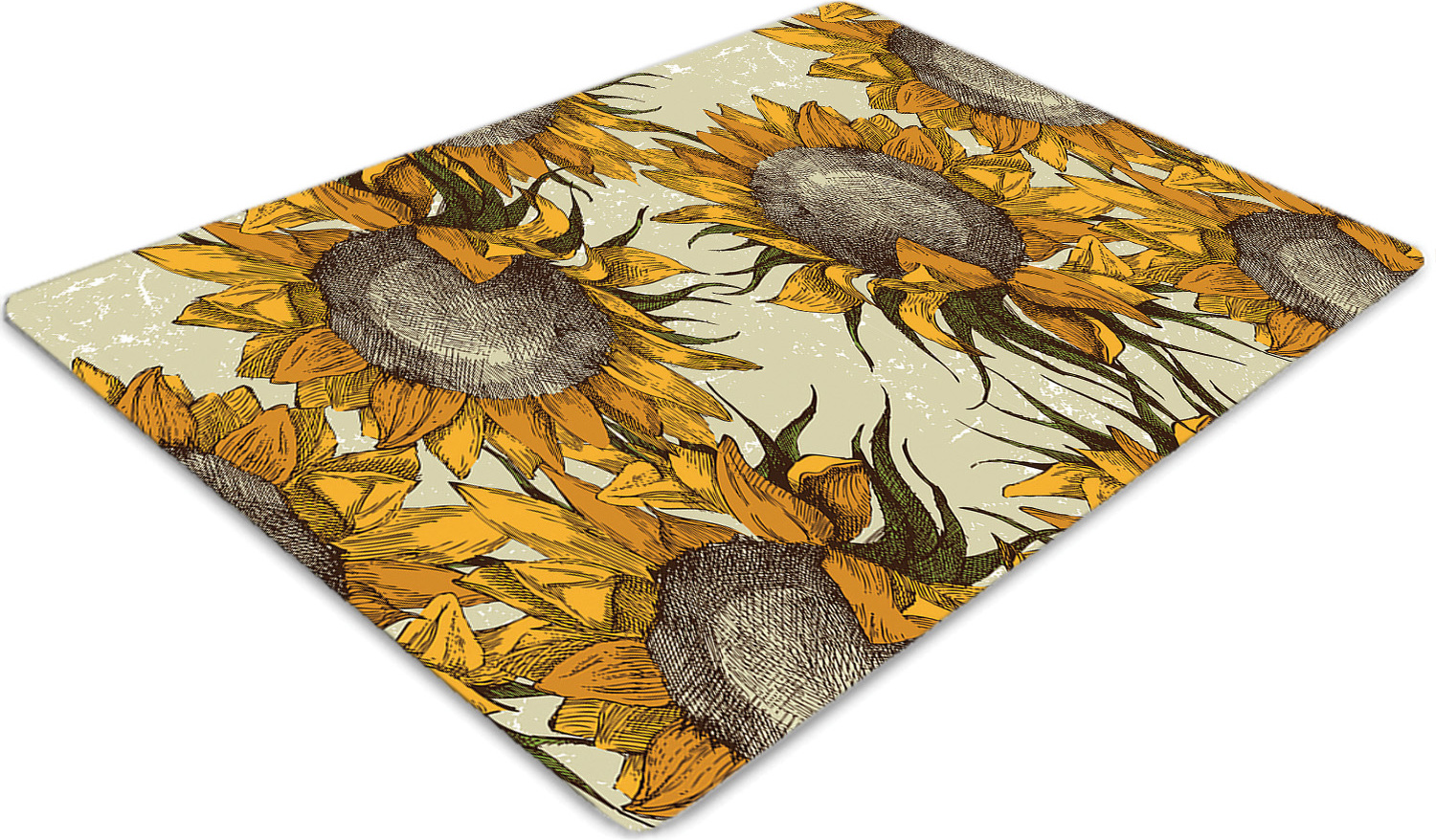 Podlahová ochranná podložka - Ochranná podložka pod stoličku - Podlahová podložka - 100x70 cm - Retro slnečnice