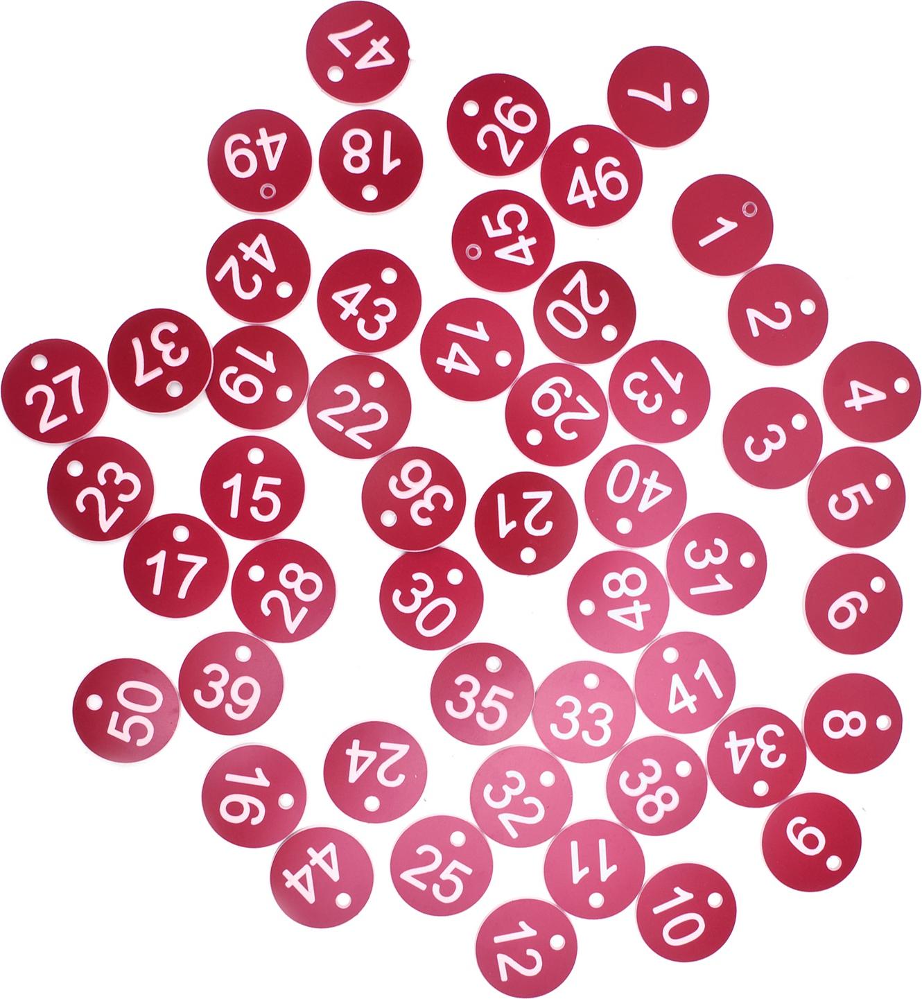 Cocosity 50PCS nummerierte Etikett nummeriert Tag für Bauernhof Viehzucht Imkerei Zucht Zubehör1-50 Rot