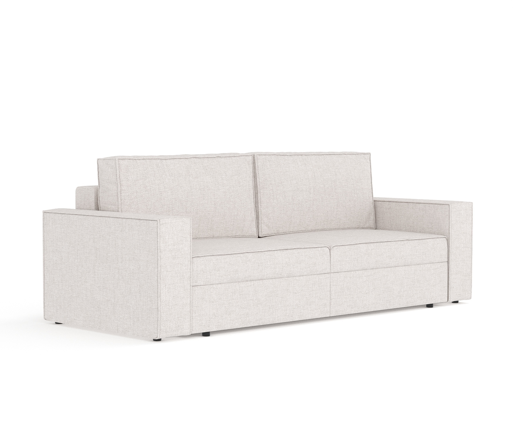 Schlafsofa Livia Interiors Leo 247x99 cm, Sofa mit Schlaffunktion und Bettkasten, 3-Personen Sofa, Sofabett, Webstoff Neve, Beige Farbe LEO_F1_NEV03_L53