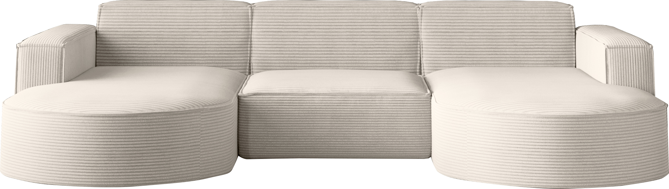 Kaiser Möbel Ecksofa Designer MODENA U STUDIO stoff Dicker cord Poso Beige