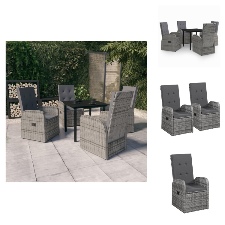 vidaXL 5-dielny záhradný jedálenský set s vankúšmi sivý - Záhradné nábytkové zostavy