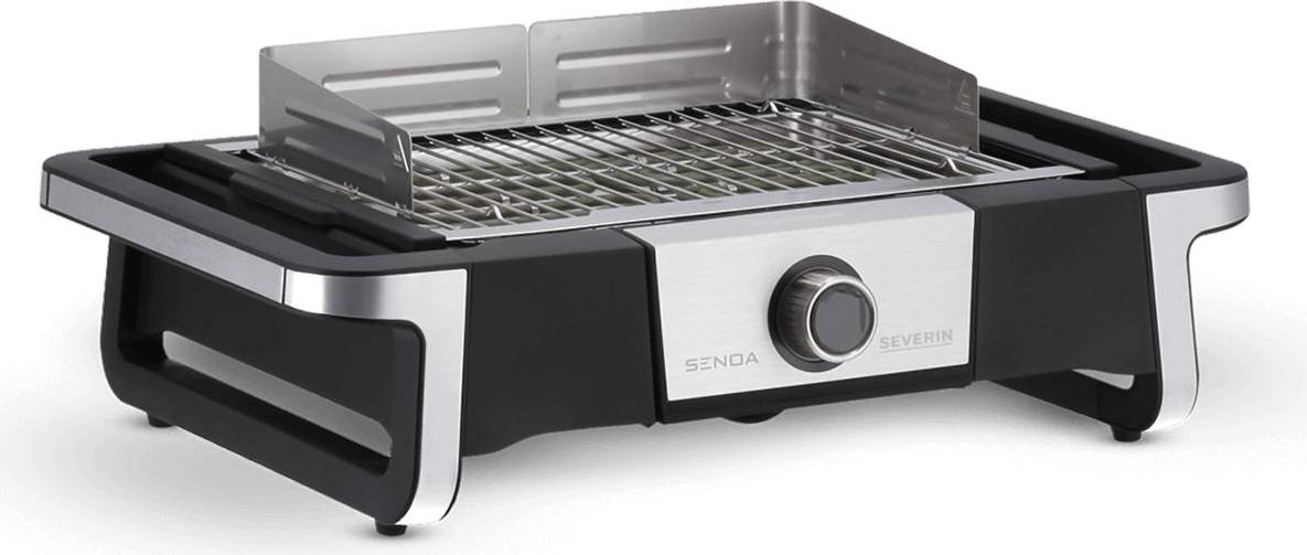 SEVERIN SENOA DigitalBOOST S Elektrogrill Mit Untergestell – Standgrill, 3000 W, Bis 500 °C – SafeTouch-Oberfläche, OLED-Display, Timer, Kernthermometer – Für Balkon, Terrasse & Garten – Leicht Zu Reinigen