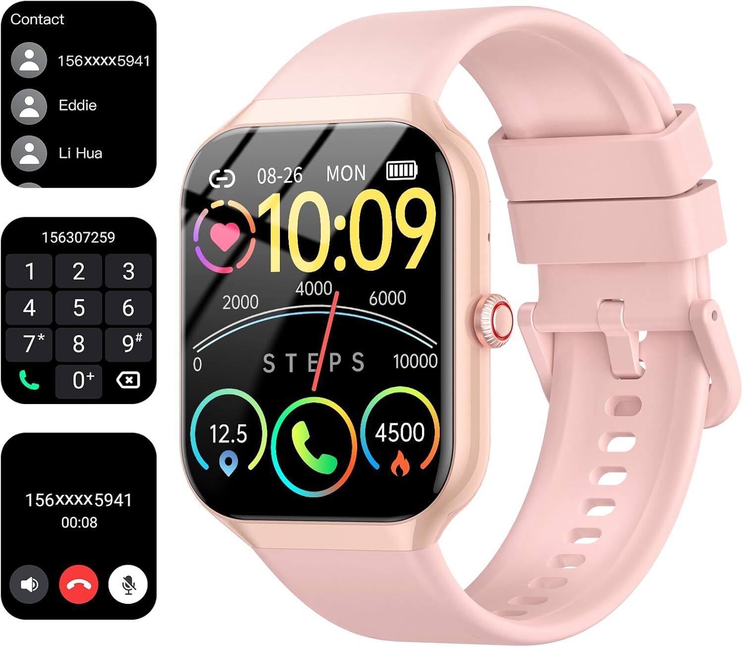 Fempoin Damen Herren Smartwatch mit Telefonfunktion Pulsmesser/Schlafmonitor Fitnesstracker Schrittzähler Fitness