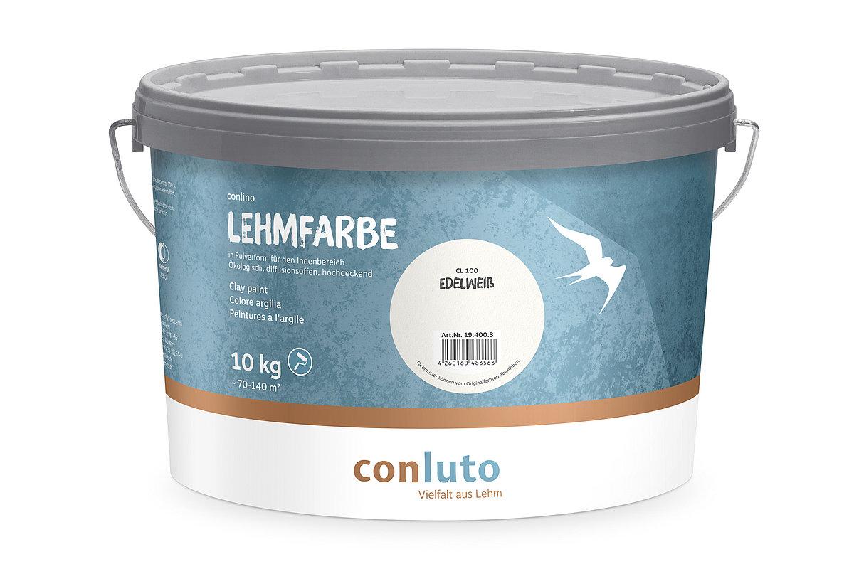 conluto Vielfalt aus Lehm Conluto conlino Lehmfarbe Farbe Wand- & Decke innen Edelweiß CL100 10kg - tuchmatte Oberfläche, hoch diffusionsoffen, Regulierung der Luftfeuchtigkeit 19.400.3