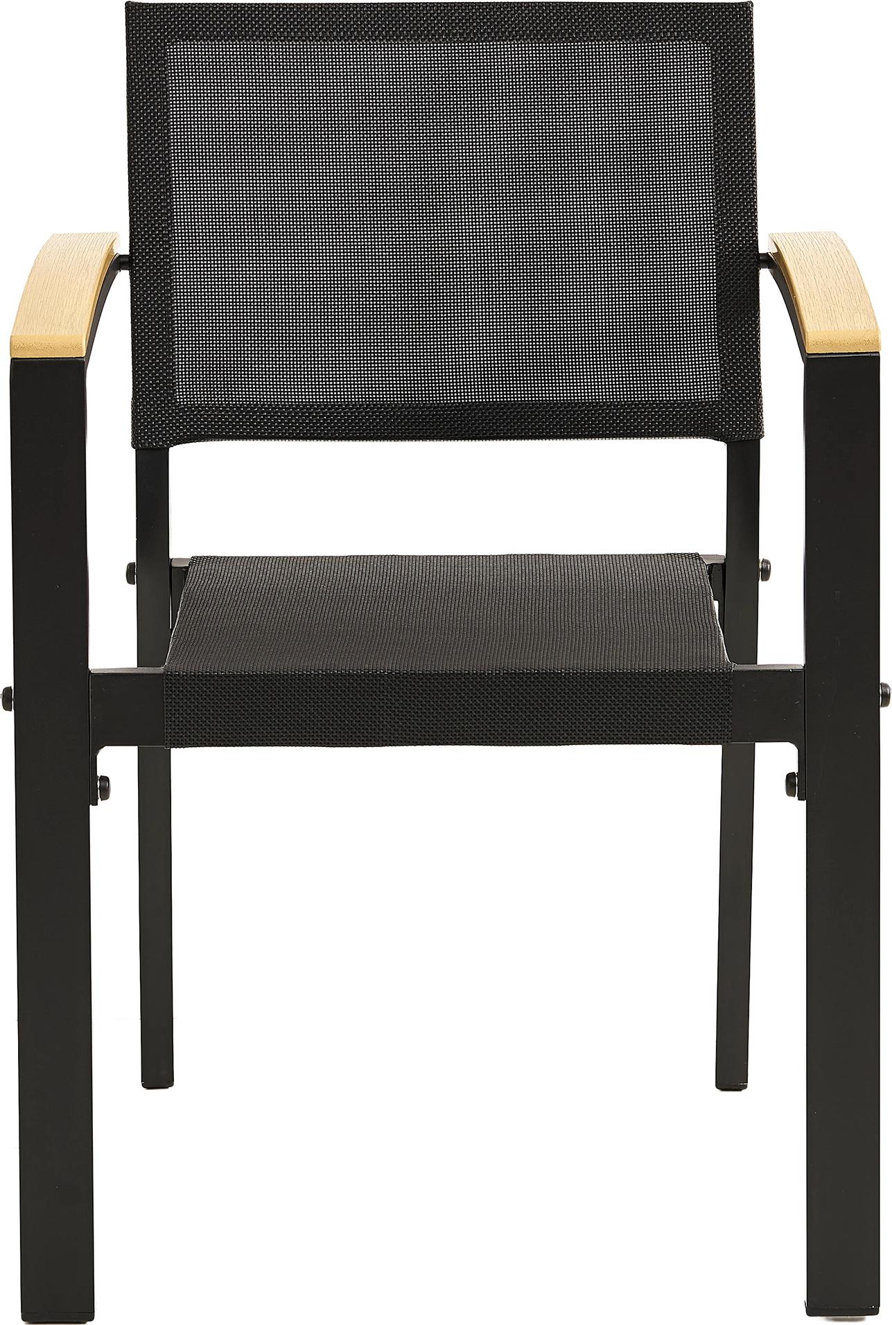 4er-Set ATHENA | Bistro Textilen Stuhl | Schwarz | Textilene-Polyestergewebe | Stapelbar | Textilen Gewebe Stuhl, Terrassen Textilen Stuhl, Outdoor Textilen Stuhl
