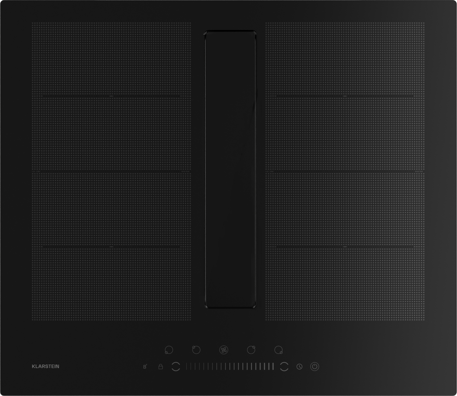 Klarstein Chef-Fusion indukčná varná doska s digestorom - 60 cm, 600 m³/h, 6400 W, flexi zóna, energetická účinnosť A, dotykové ovládanie, úspora miesta, čierna, indukčná varná doska